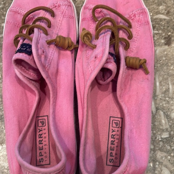 Sperry Topsider 8.5 EUC Pink with tan leather laces, barely worn! - Picture 4 of 7